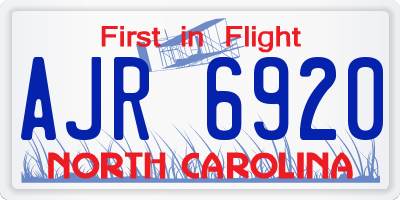 NC license plate AJR6920