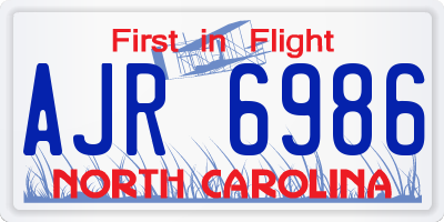 NC license plate AJR6986