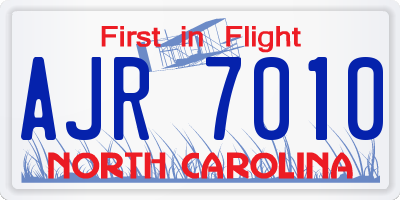NC license plate AJR7010