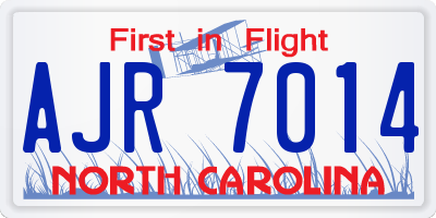 NC license plate AJR7014