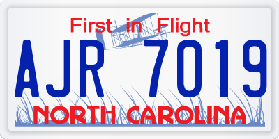 NC license plate AJR7019