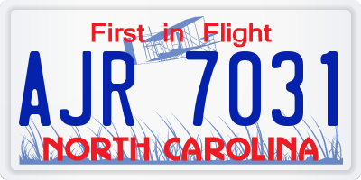 NC license plate AJR7031