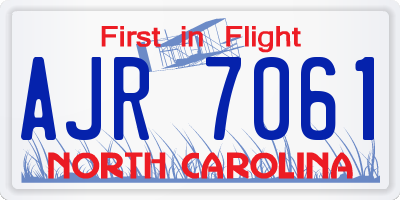 NC license plate AJR7061