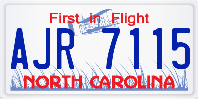 NC license plate AJR7115