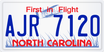 NC license plate AJR7120