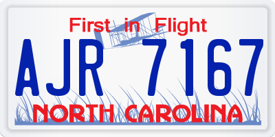 NC license plate AJR7167
