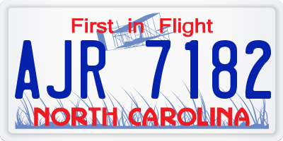 NC license plate AJR7182
