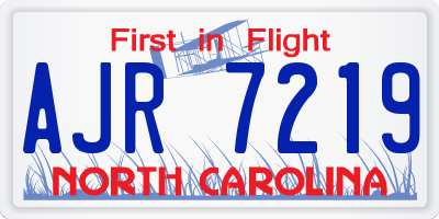 NC license plate AJR7219