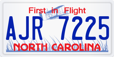 NC license plate AJR7225