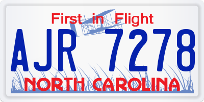 NC license plate AJR7278