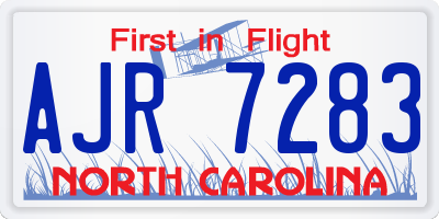 NC license plate AJR7283