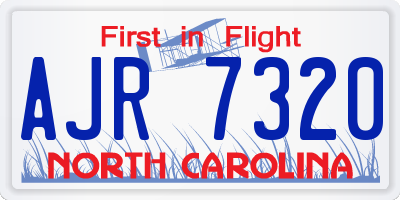 NC license plate AJR7320