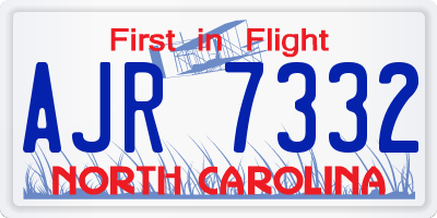 NC license plate AJR7332