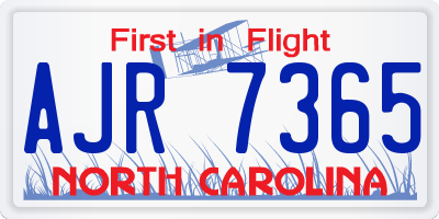 NC license plate AJR7365