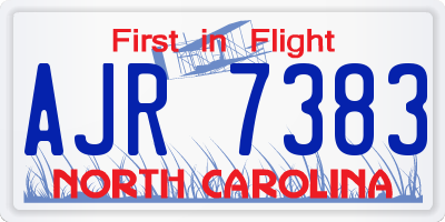 NC license plate AJR7383