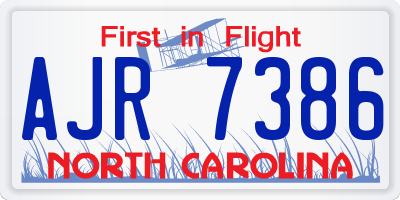 NC license plate AJR7386