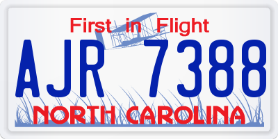 NC license plate AJR7388