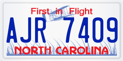 NC license plate AJR7409