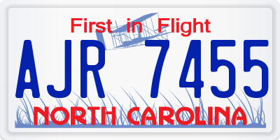NC license plate AJR7455