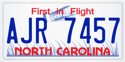 NC license plate AJR7457