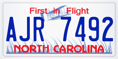 NC license plate AJR7492