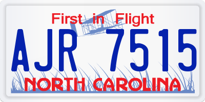 NC license plate AJR7515