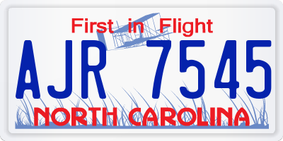 NC license plate AJR7545