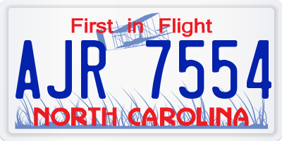 NC license plate AJR7554