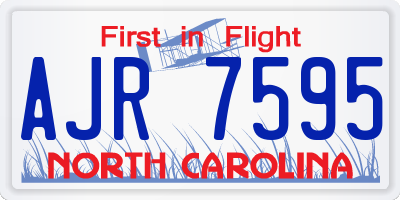 NC license plate AJR7595