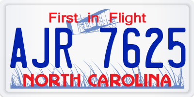 NC license plate AJR7625