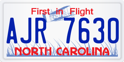 NC license plate AJR7630