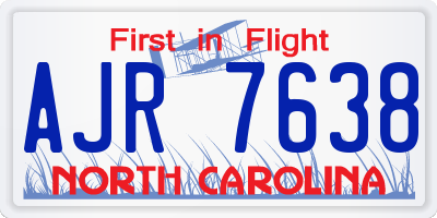NC license plate AJR7638
