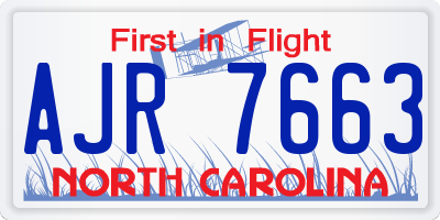NC license plate AJR7663