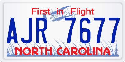 NC license plate AJR7677