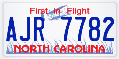 NC license plate AJR7782