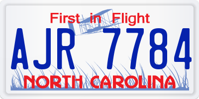 NC license plate AJR7784