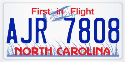 NC license plate AJR7808