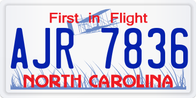 NC license plate AJR7836
