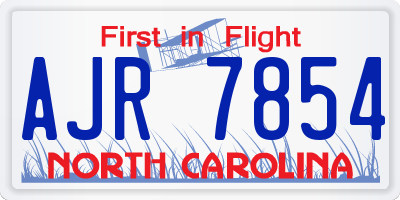 NC license plate AJR7854