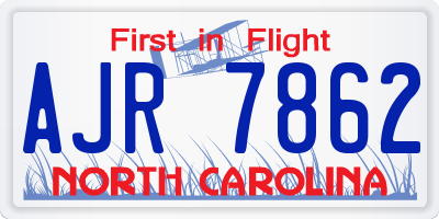 NC license plate AJR7862