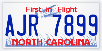 NC license plate AJR7899