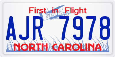 NC license plate AJR7978