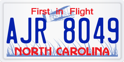 NC license plate AJR8049