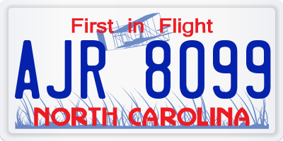 NC license plate AJR8099