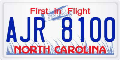 NC license plate AJR8100