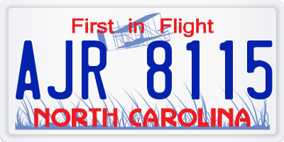 NC license plate AJR8115