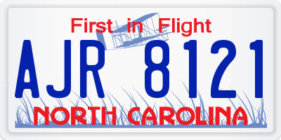 NC license plate AJR8121