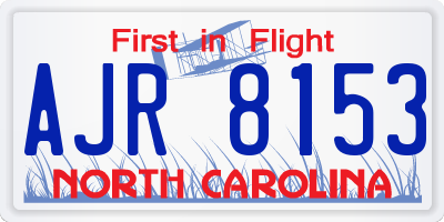 NC license plate AJR8153