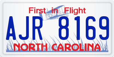 NC license plate AJR8169