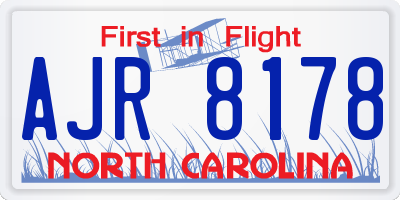 NC license plate AJR8178